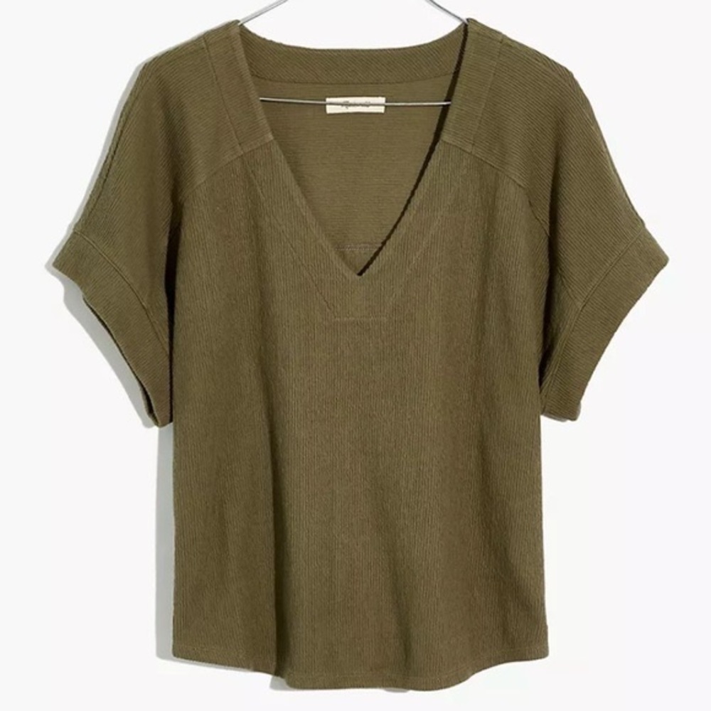 Madewell Ottoman Jacquard V-Neck Boxy Top